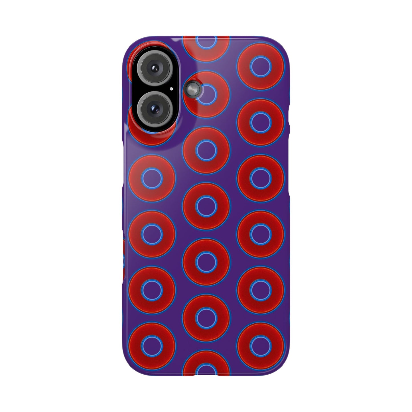 Lumpy Donut Snap Case - red vivid donut print w/dark purple background