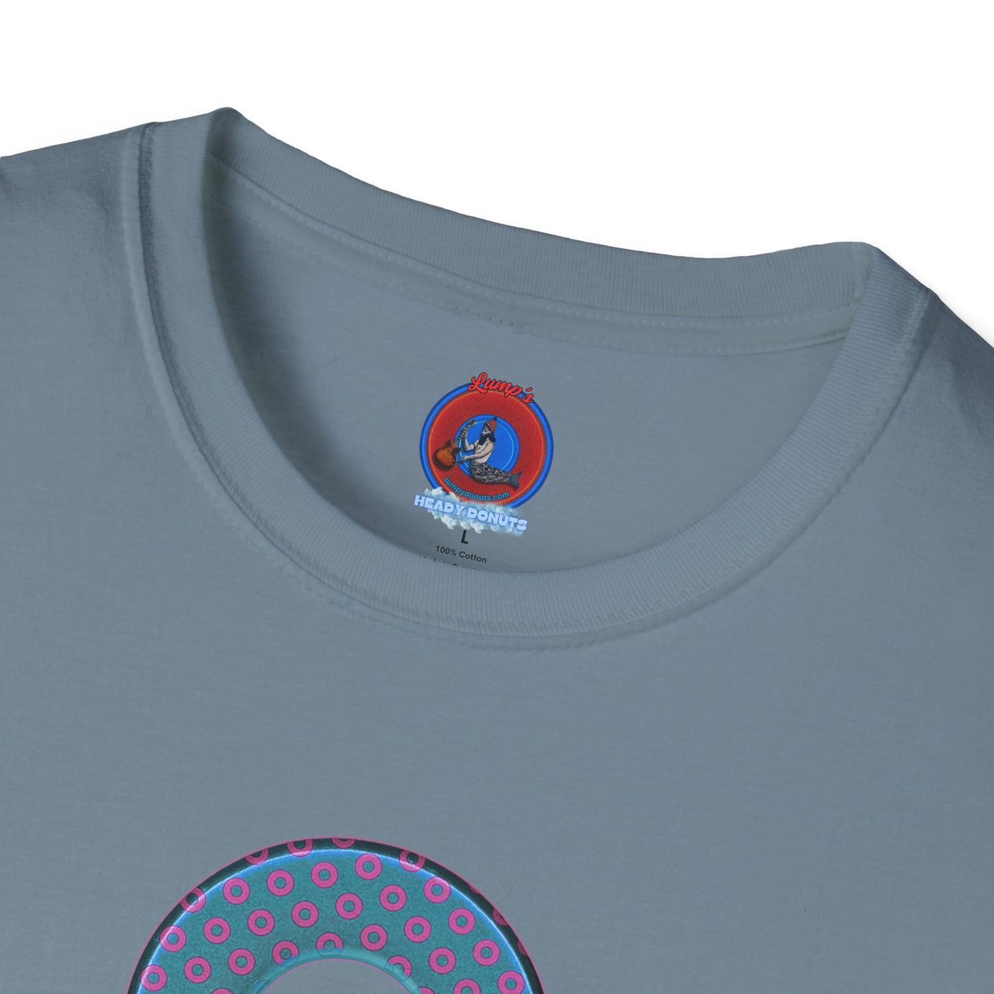 Plain Donuts/Unisex Soft-Style - "Plain Electric Paradoxical Donuts" - light blue/magenta donuts