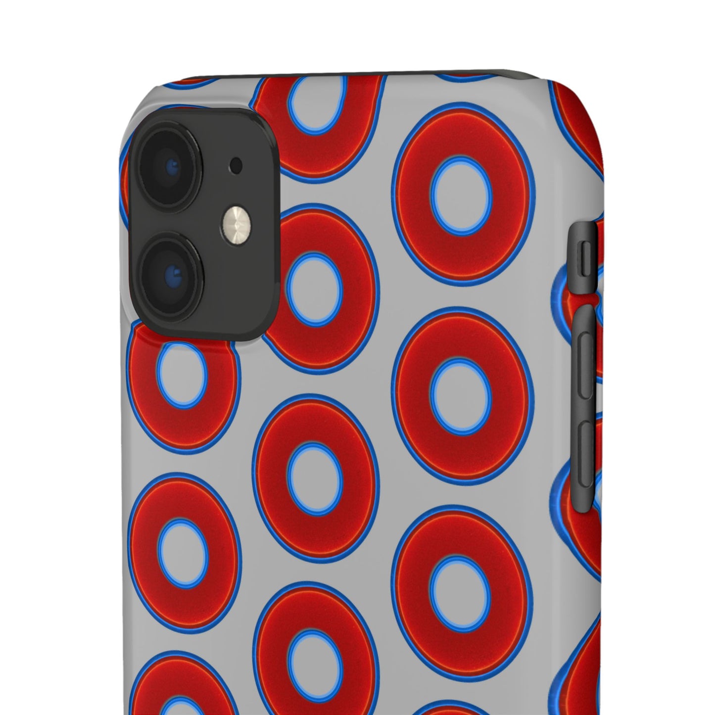 Lumpy Donut Snap Case - red vivid donut print w/light gray background