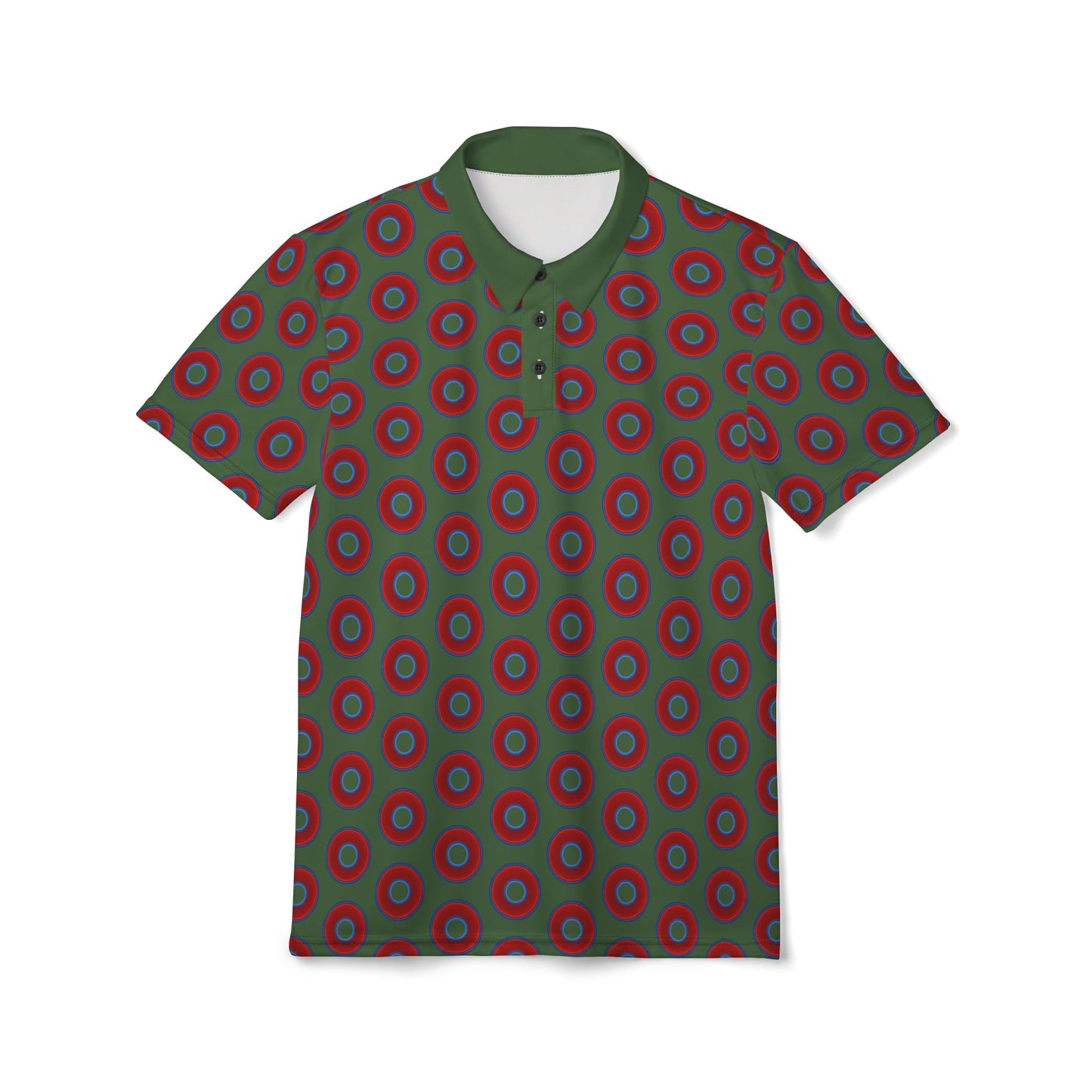AOP Donut Polo - vivid donut print w/dark green background [unisex]
