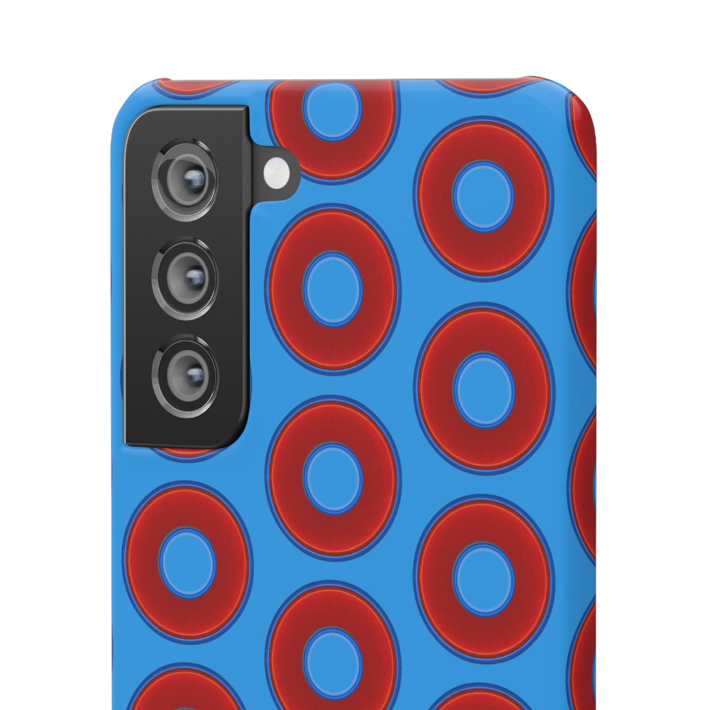 Lumpy Donut Snap Case - red vivid donut print w/sky royal blue background