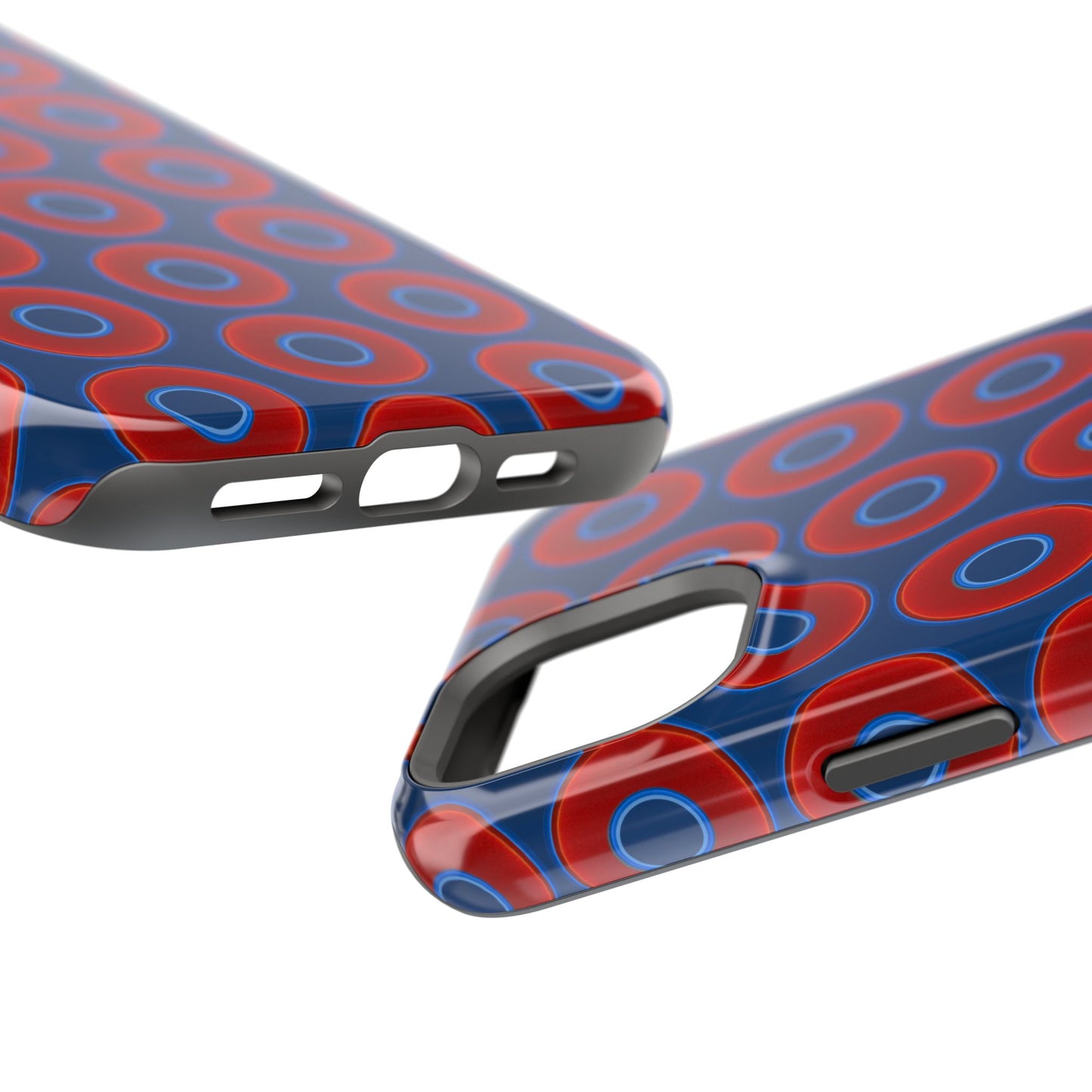 Magnetic Tough Donut Case - red vivid donut print w/Atlantic navy blue background