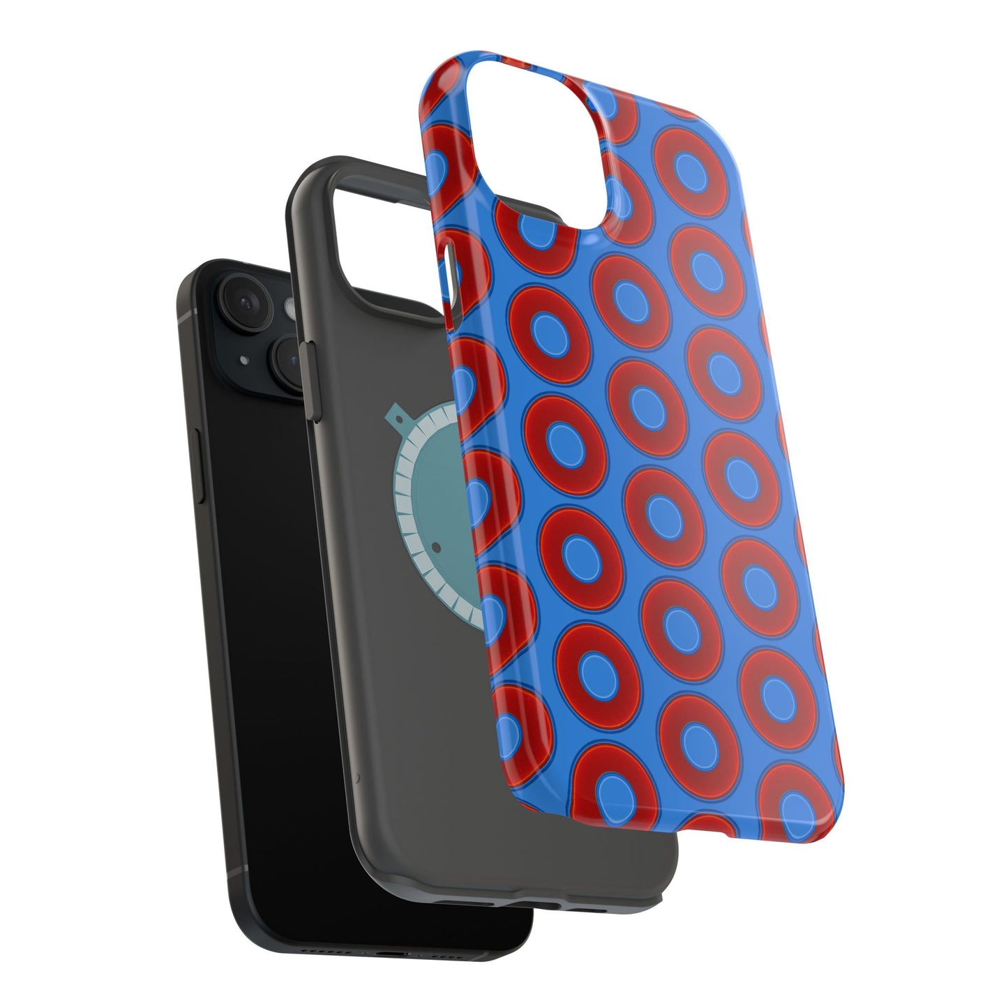 Magnetic Tough Donut Case - red vivid donut print w/light royal blue background
