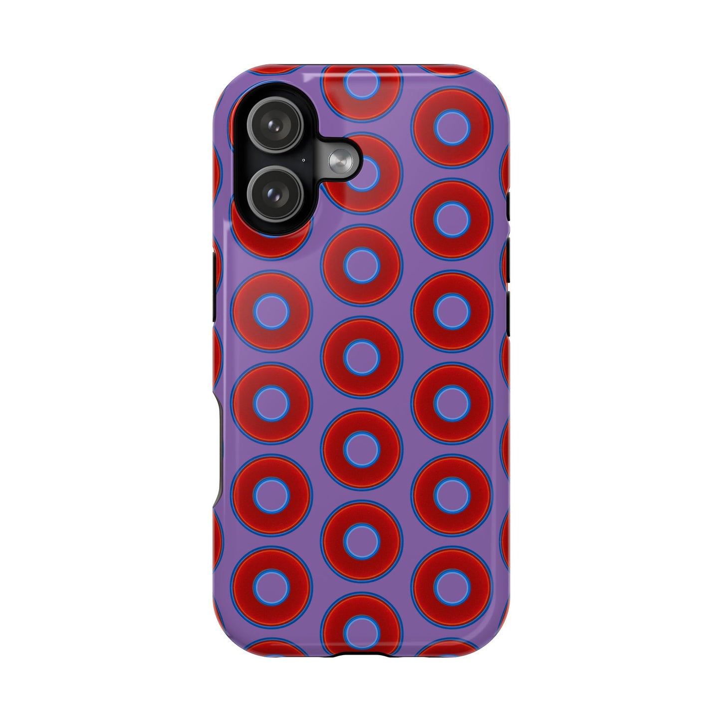 Impact-Resistant Lumpy Donut Case - red vivid donut print w/light purple background
