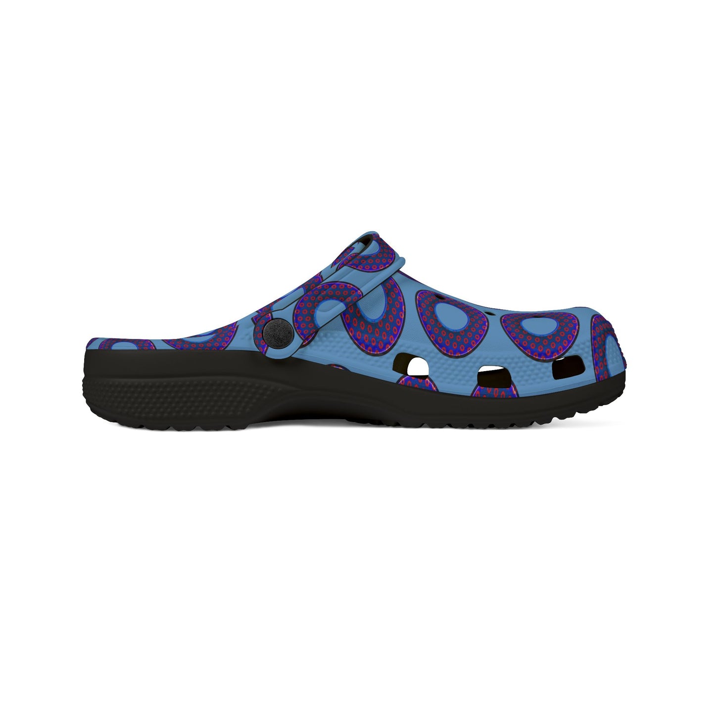 Spatchcocks - donut slip-on shoes - paradoxical weathered blue/red donuts w/light blue background [unisex]