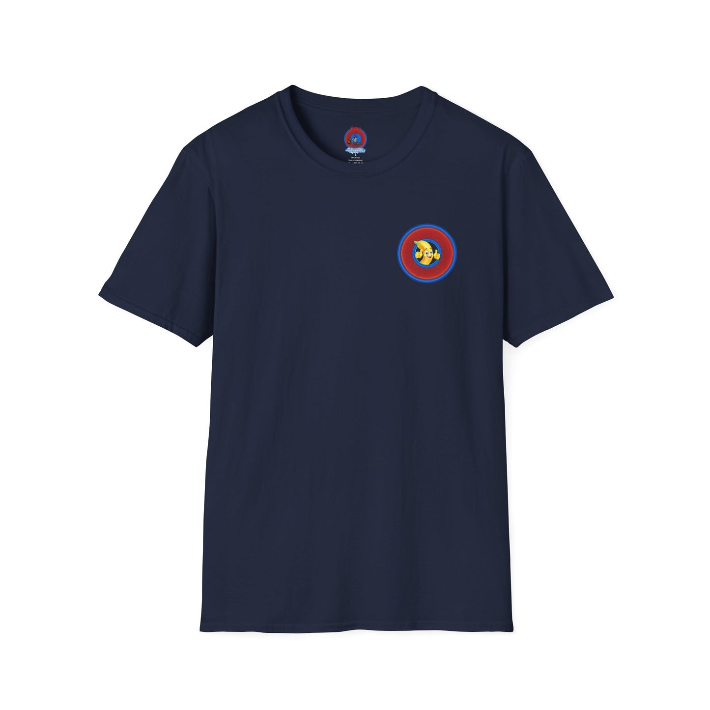 Classic Donut Tee - Unisex Soft-Style - "Dis sheet, it's bananas!" - series 1.0 - variant 6 - traditional red/blue donut