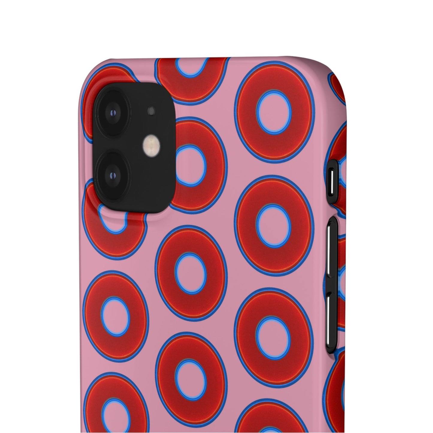 Lumpy Donut Snap Case - red vivid donut print w/pale magenta background