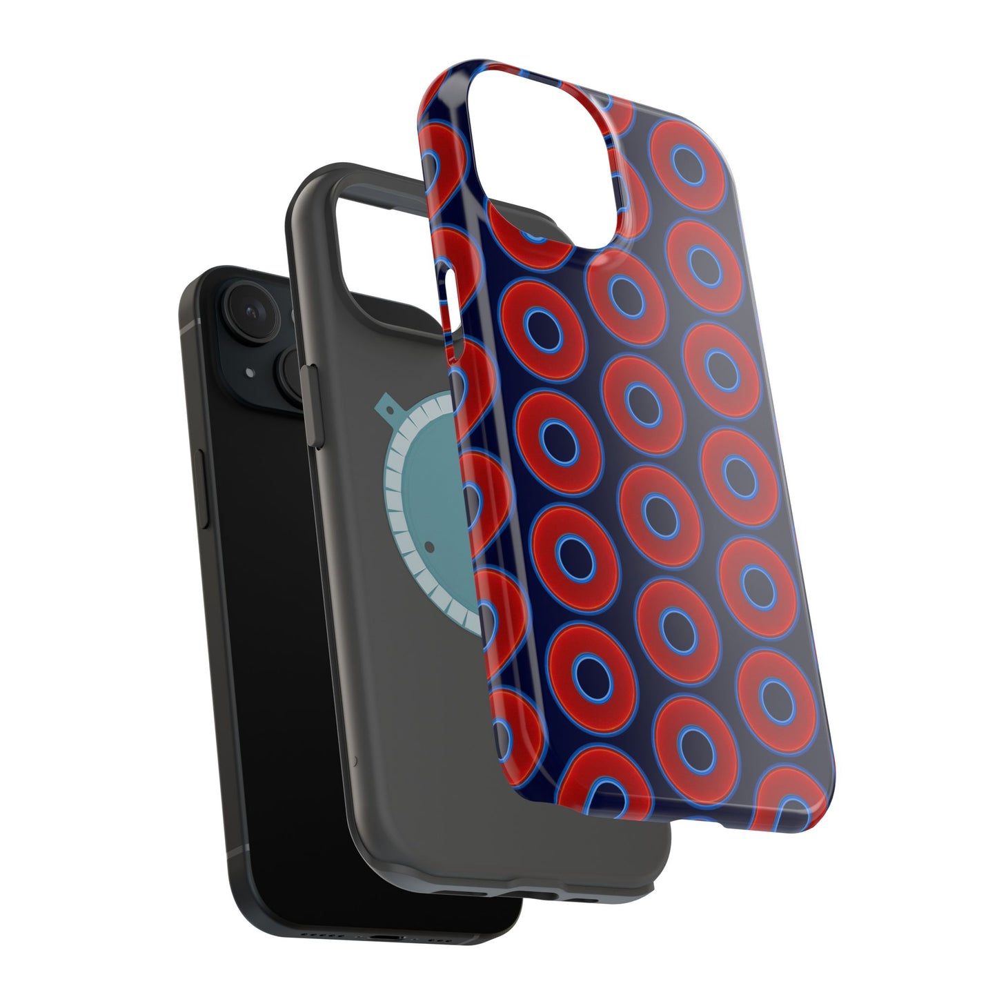 Magnetic Tough Donut Case - red vivid donut print w/dark navy blue background