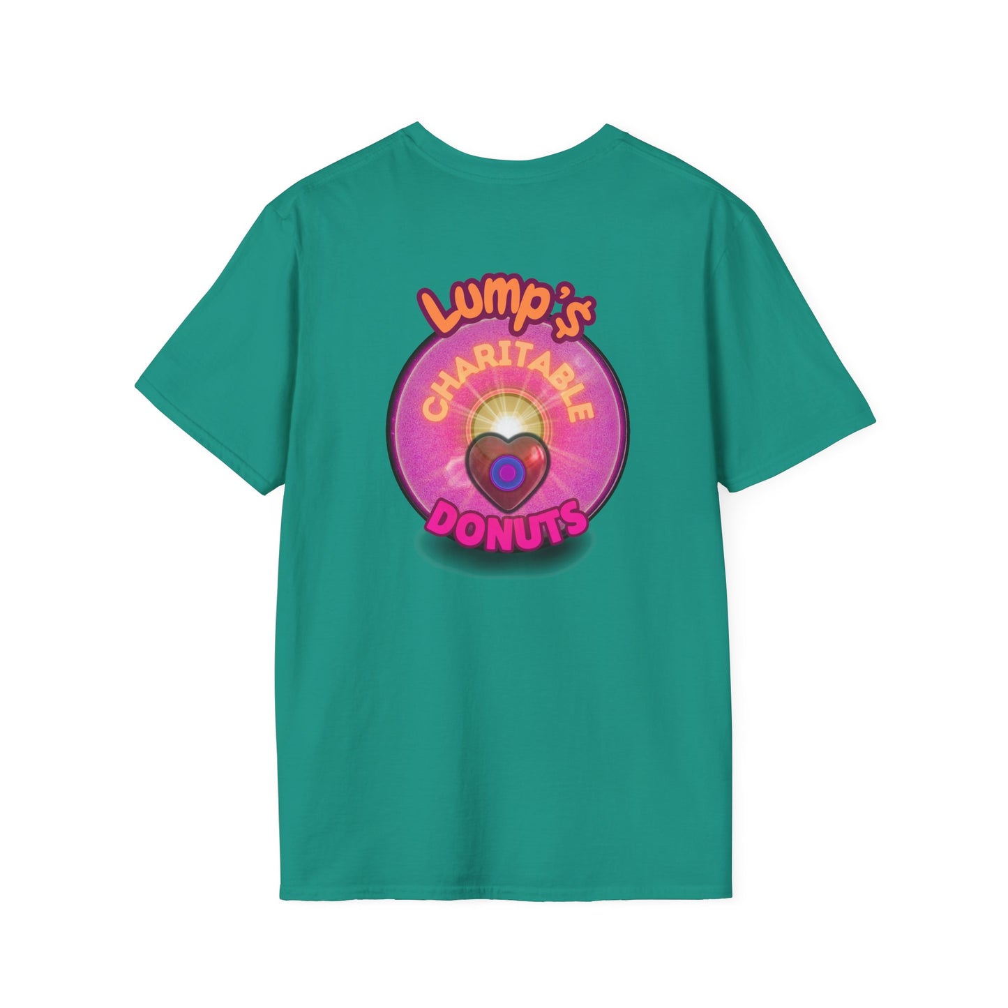 Classic Donut Tee - Unisex Soft-Style - "Lump's Official Charitable Donut" - series 1.0  - magenta donut [*100 to general charity fund]