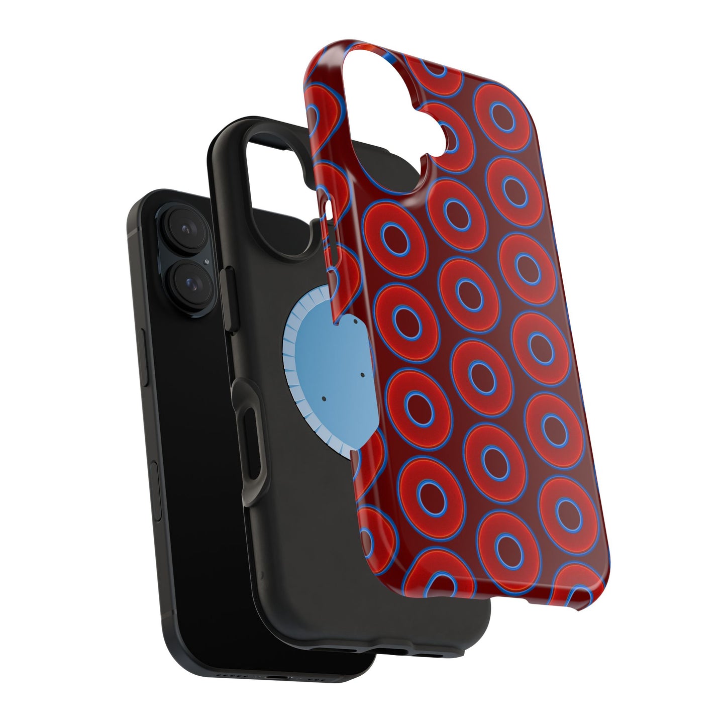 Magnetic Tough Donut Case - red vivid donut print w/dark red background
