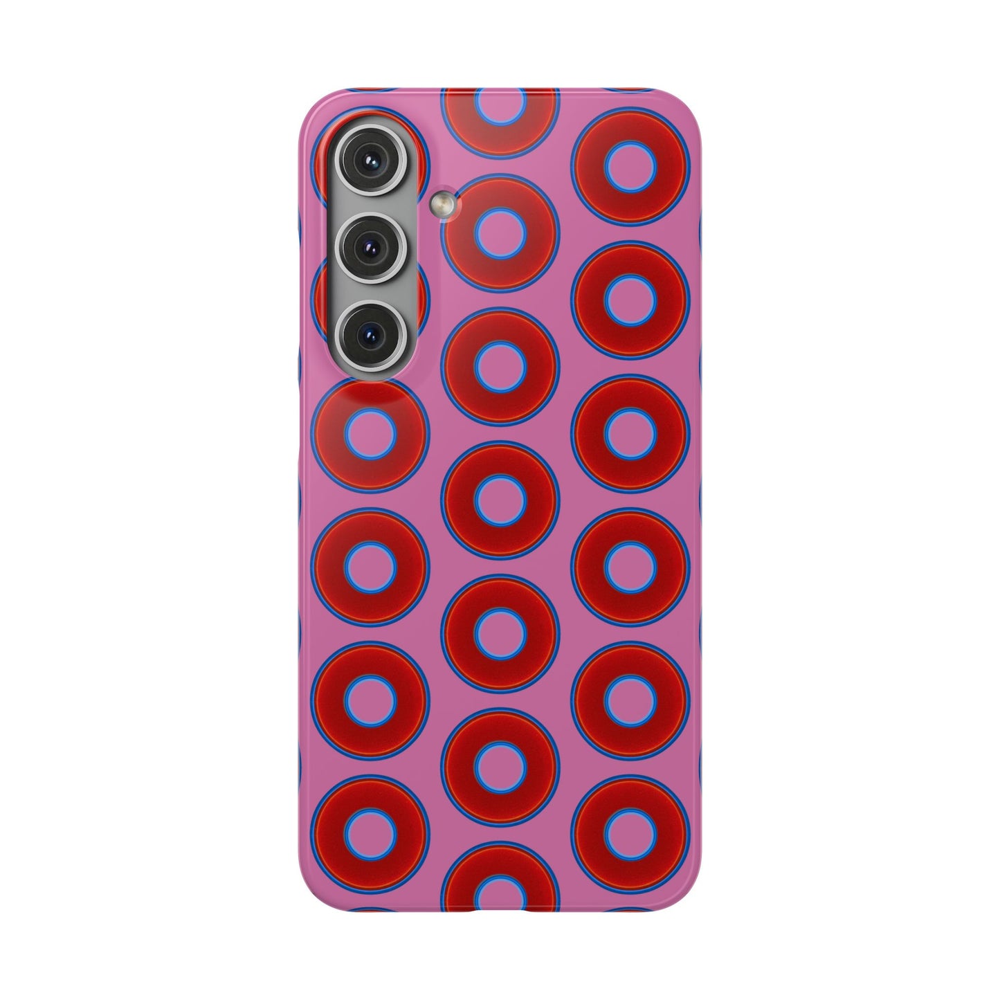 Lumpy Donut Snap Case - red vivid donut print w/light pink background