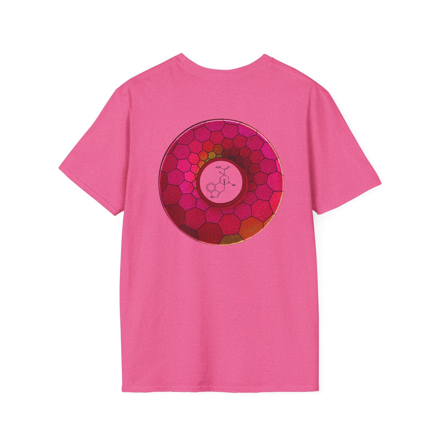 Classic Donut Tee - Unisex Soft-Style - "Dr. Albert Hofmann's Favorite Donut" - series 1.0  - variant 2 - magenta hexadonut