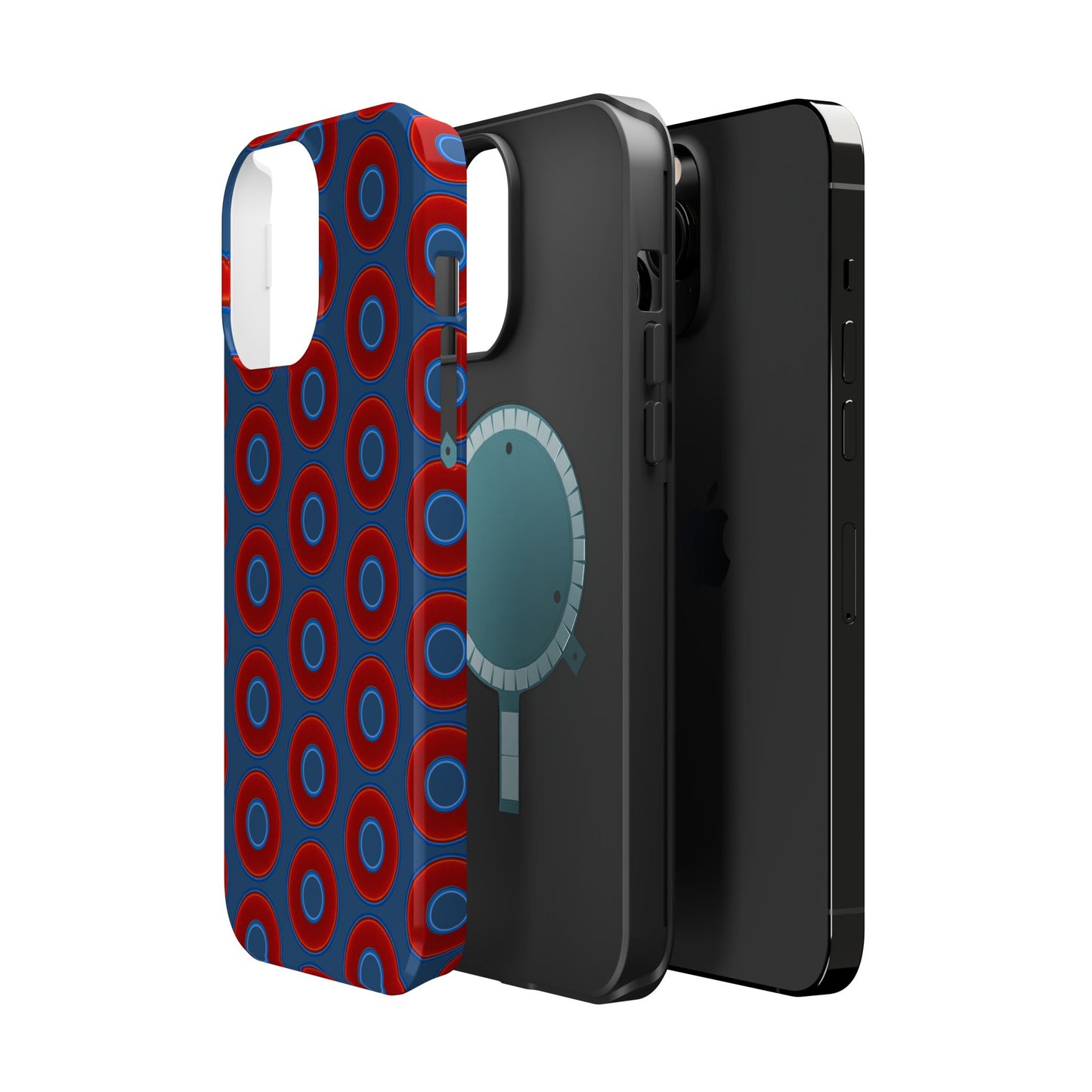 Magnetic Tough Donut Case - red vivid donut print w/light navy blue background