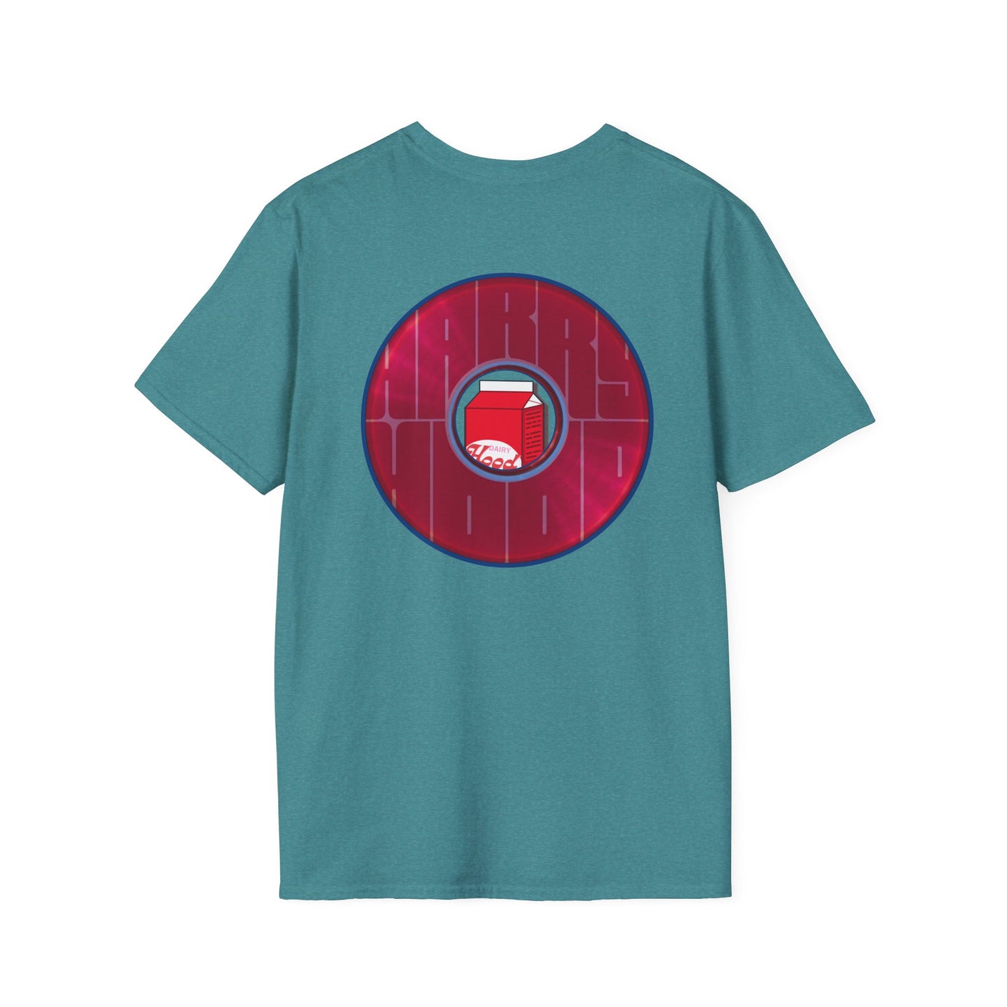 Classic Donut Tee - Unisex Soft-Style - "Harry Left His Shirt" - series 1.0  - variant 3 - red/magenta donut - w/milk