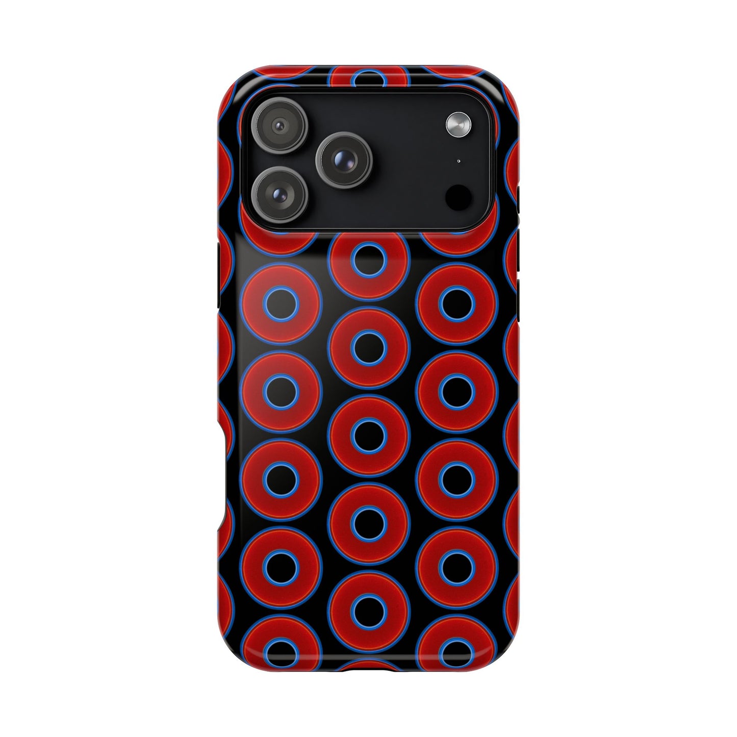 Magnetic Tough Donut Case - red vivid donut print w/black background