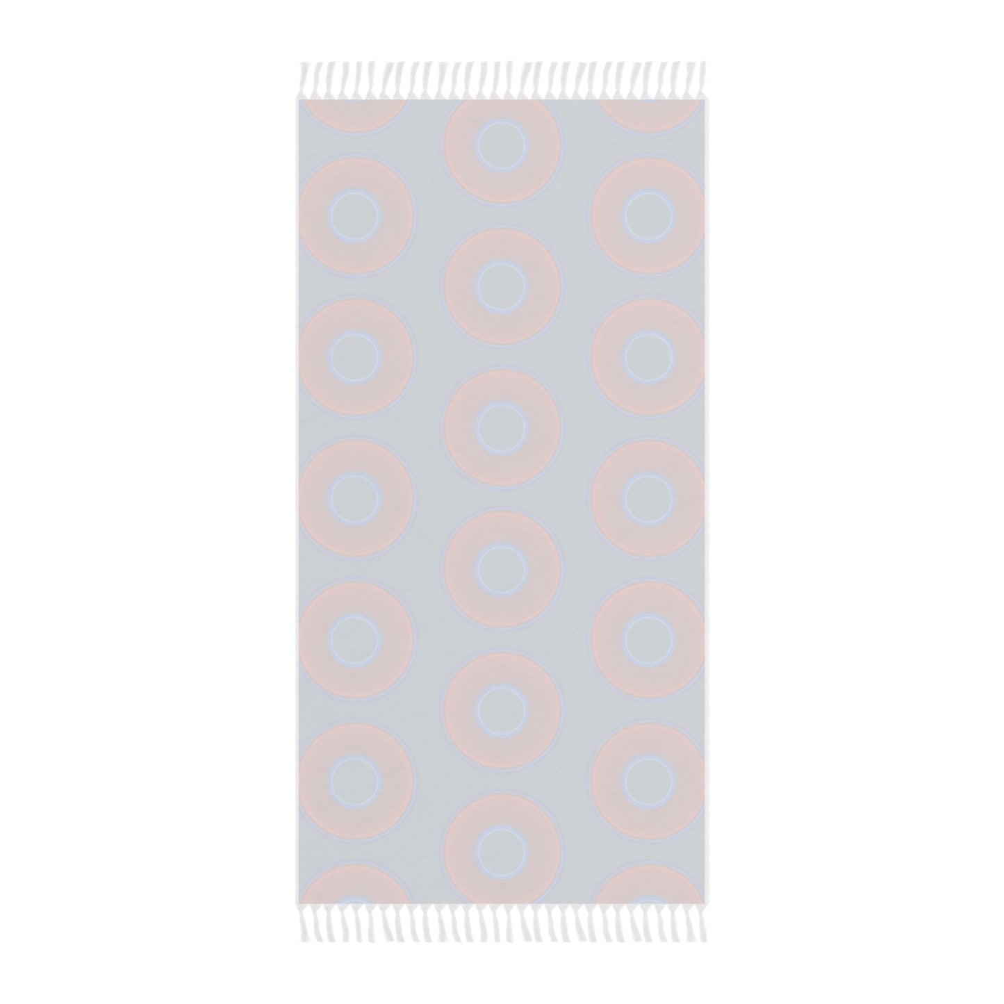 Oversized Lumpy Beach Towel - vivid red donuts w/steel blue background