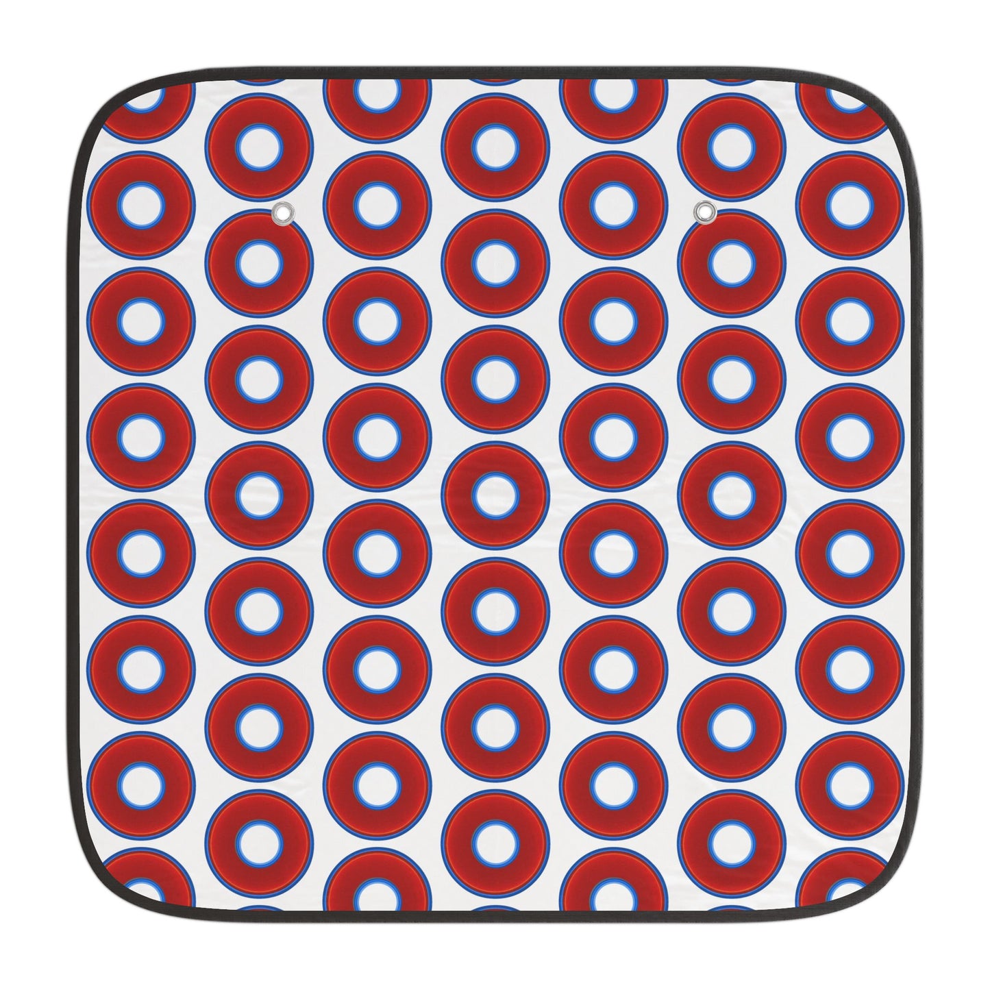 Automotive Donut Sun Shade - red vivid donuts w/white background