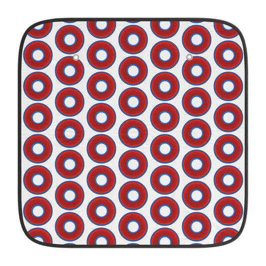 Automotive Donut Sun Shade - red vivid donuts w/white background