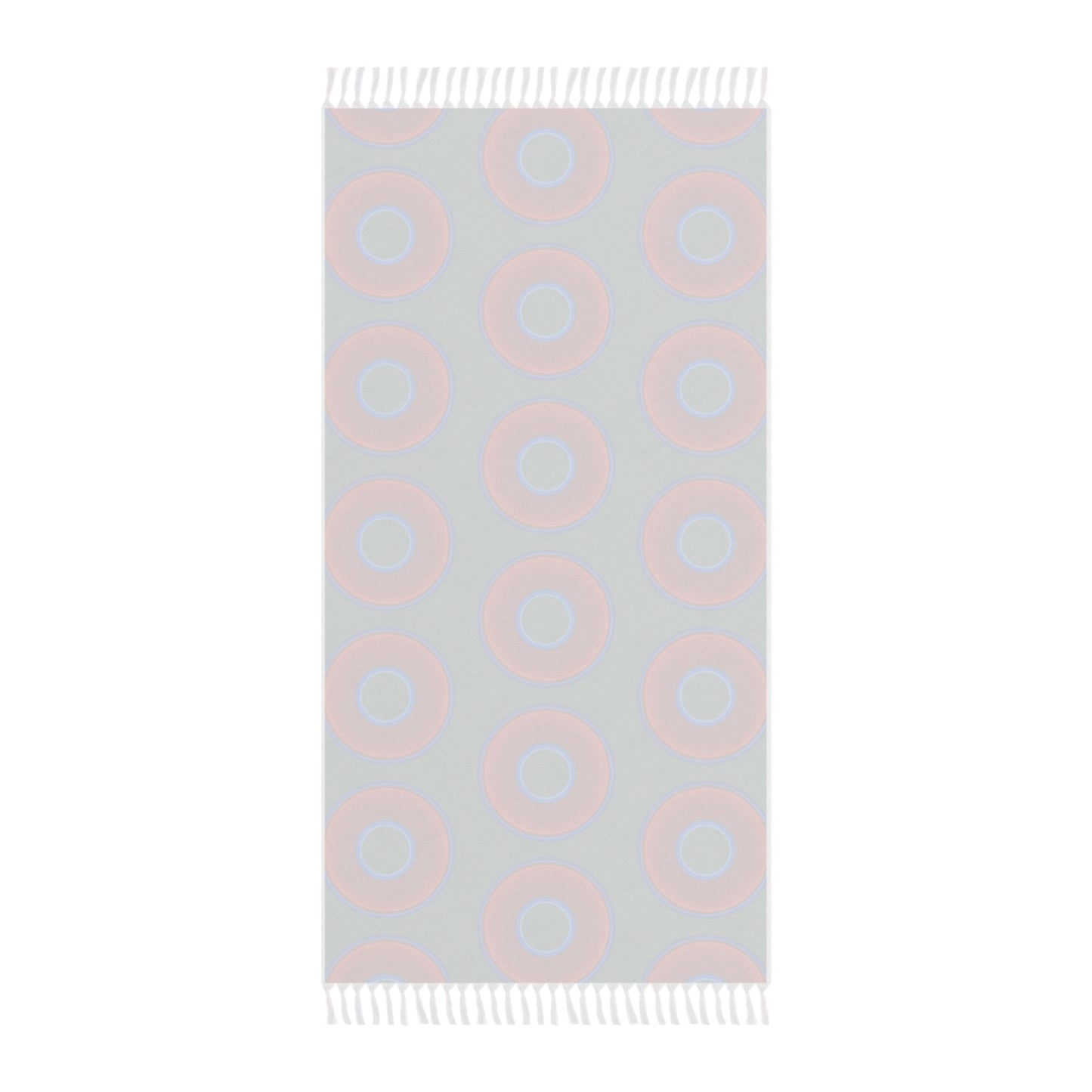 Oversized Lumpy Beach Towel - vivid red donuts w/Fenway green background