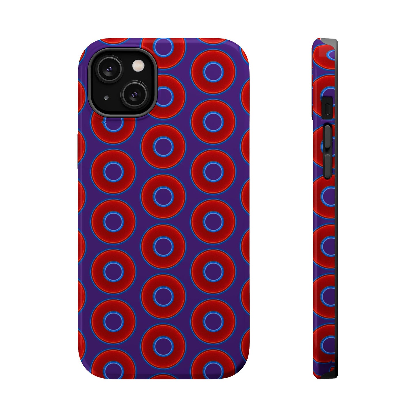 Magnetic Tough Donut Case - red vivid donut print w/purple background
