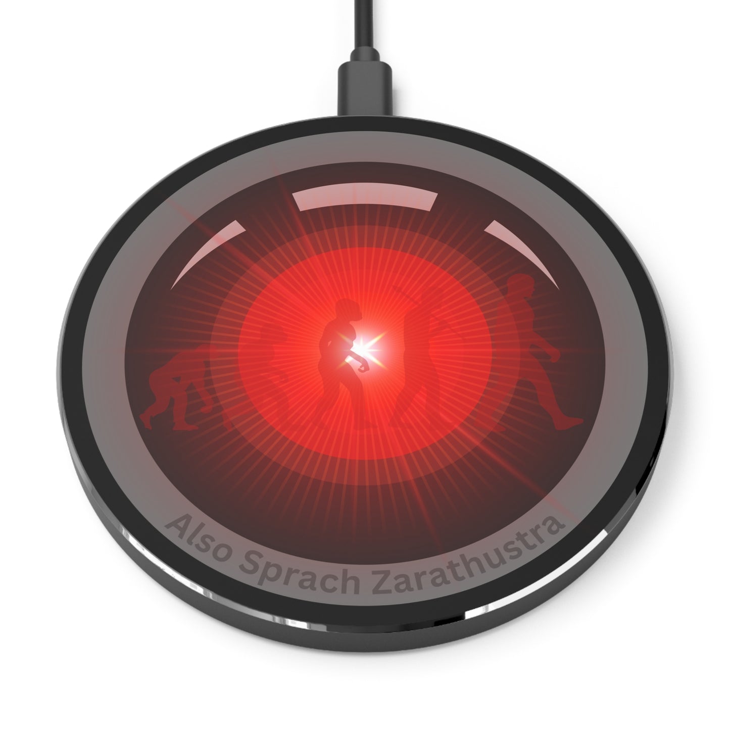 The Flow - Wireless Lumpy Donut Chargers - "2025: A Donut Odyssey of Wireless Charging" - black/red Hal donut w/black background - variant 1