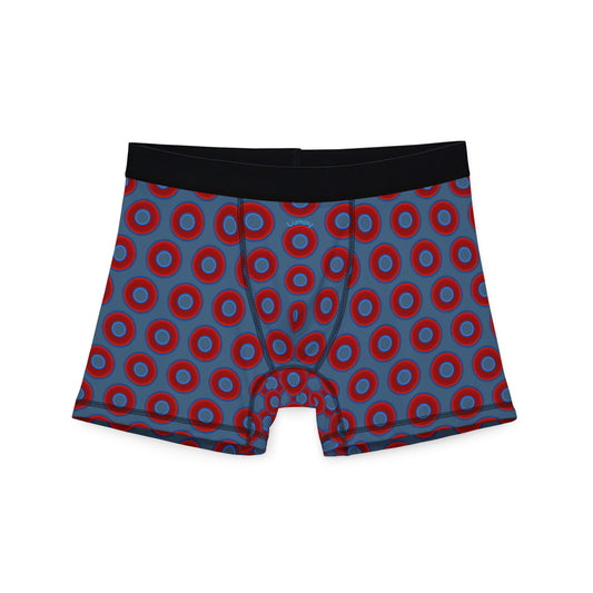 Men's Donut Boxers - red vivid donuts w/steel blue background