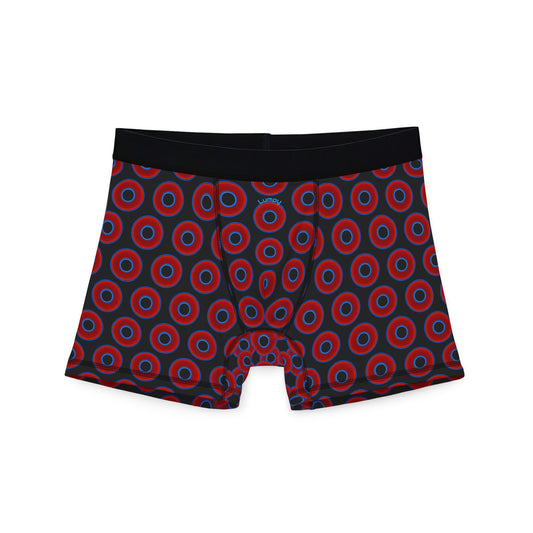 Men's Donut Boxers - red vivid donuts w/black background