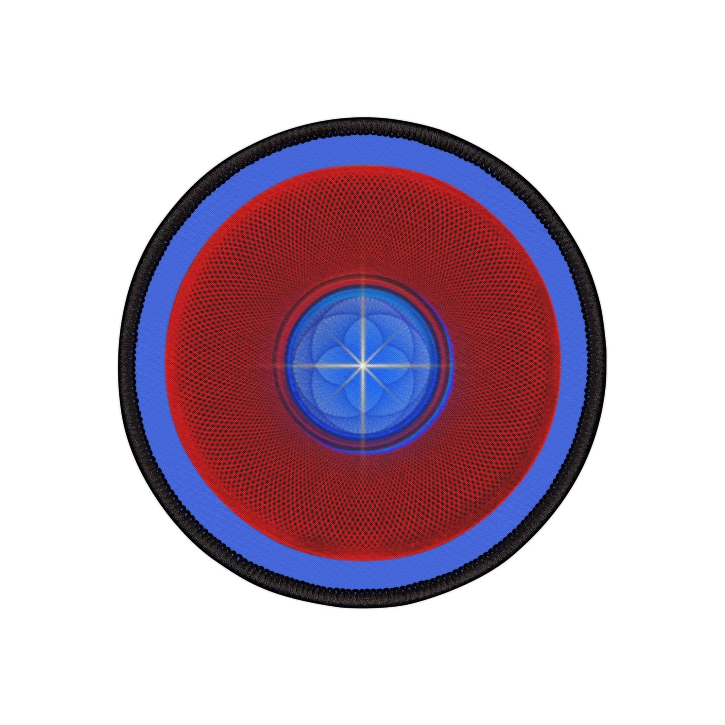 Iron-On Donut Patch - "Flower of Life Donut" - red phatty donut