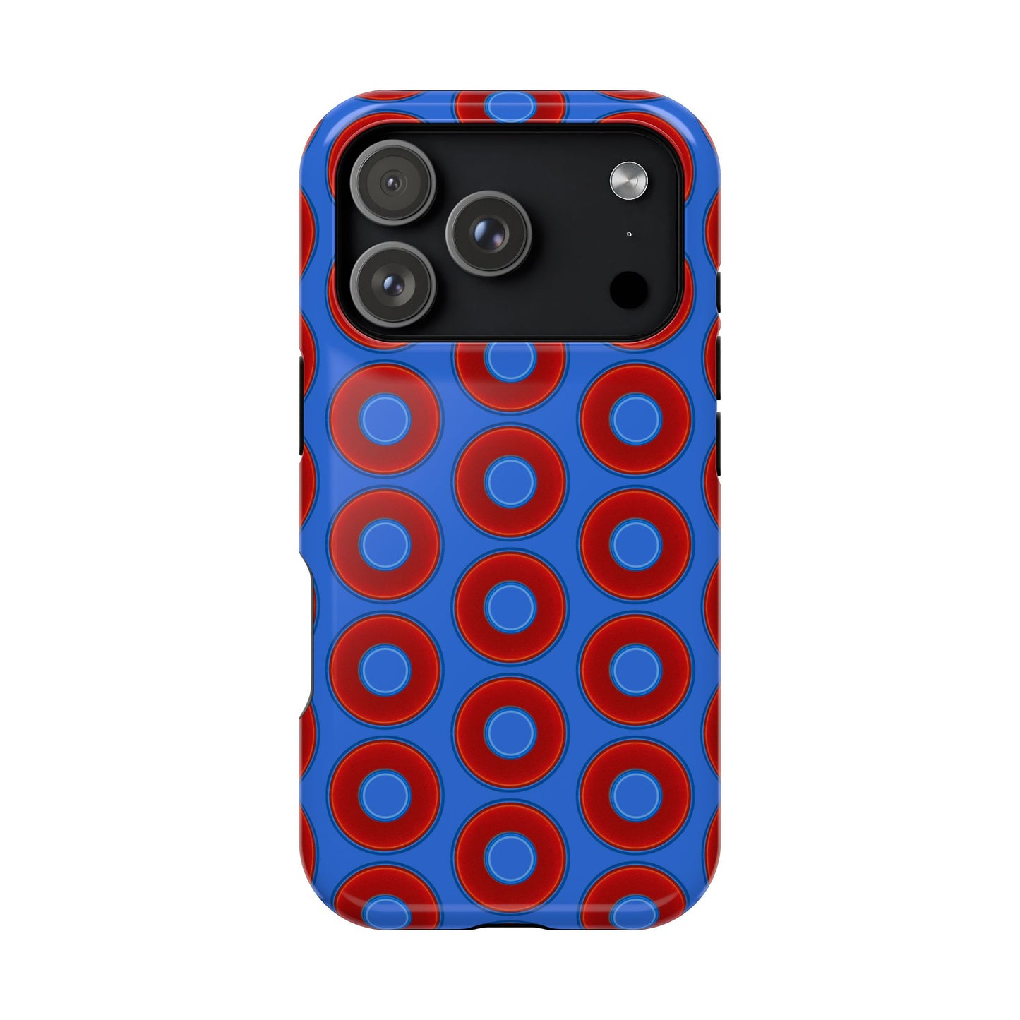 Magnetic Tough Donut Case - red vivid donut print w/medium royal blue background