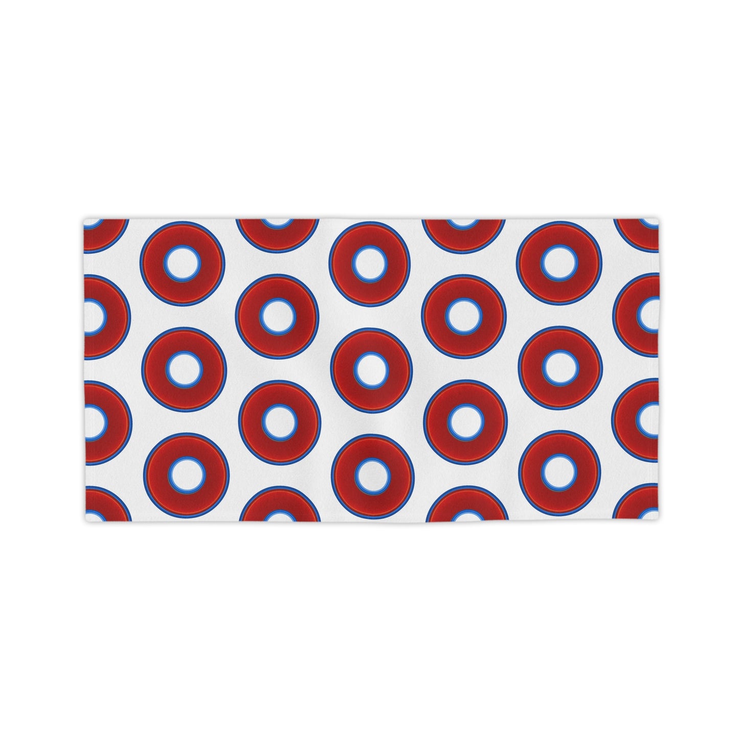 Lumpy Donut Towels - vivid red donuts w/white background