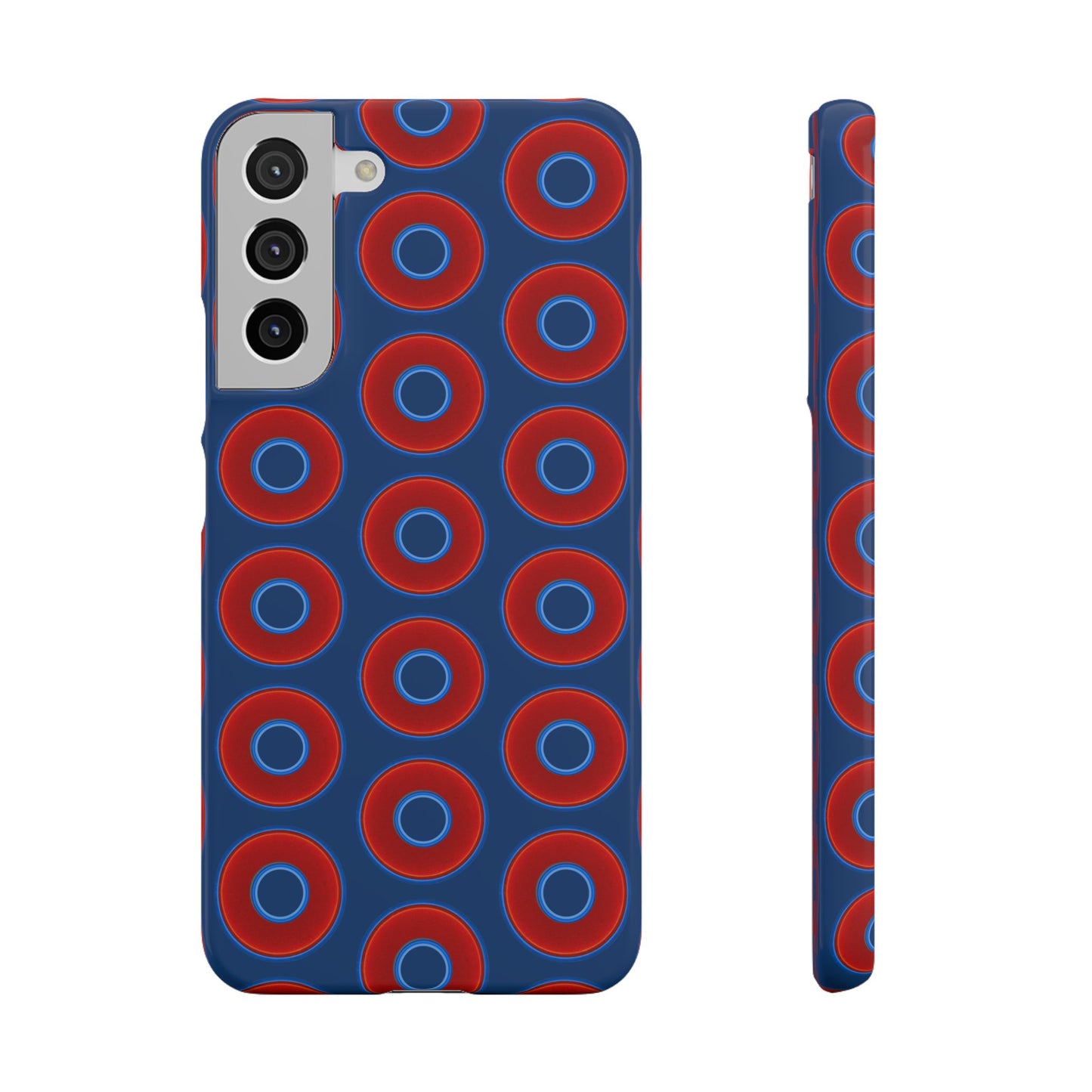 Lumpy Donut Snap Case - red vivid donut print w/Atlantic navy blue background
