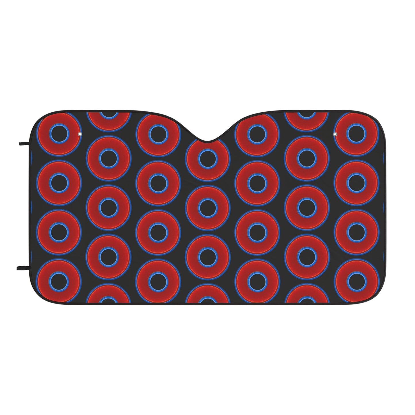Automotive Donut Sun Shade - red vivid donuts w/black background