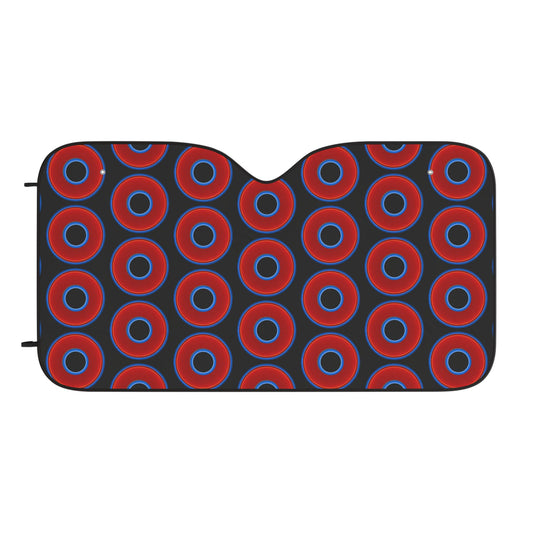 Automotive Donut Sun Shade - red vivid donuts w/black background
