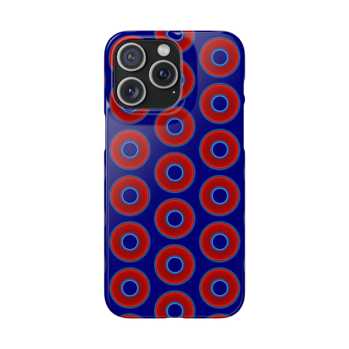 Lumpy Donut Snap Case - red vivid donut print w/vivid navy blue background