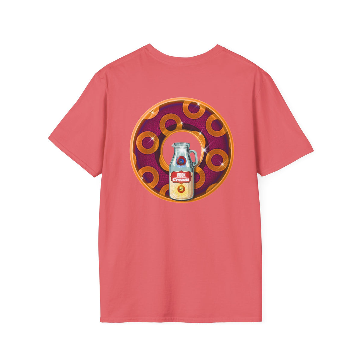 Classic Donut Tee - Unisex Soft-Style - "Princely Wooked Cream - YEMSG Donut " - burgundy/orange rustic paradox donut - variant 1