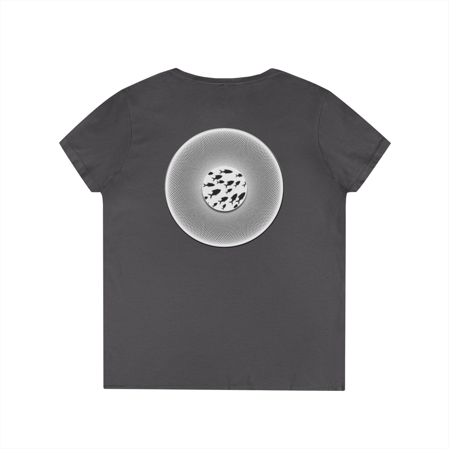 Women's Donut V-Neck Tee - "If I'm Swimming By" - variant 1 - white/black phatty donut w/