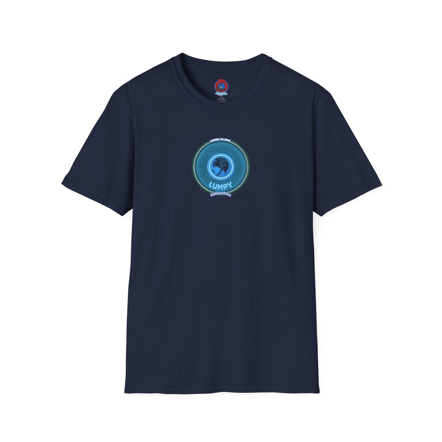Classic Donut Tee - Unisex Soft-Style - "Lumpy Collective Donut" - aquamarine blue/green lumpy donut - variant 3