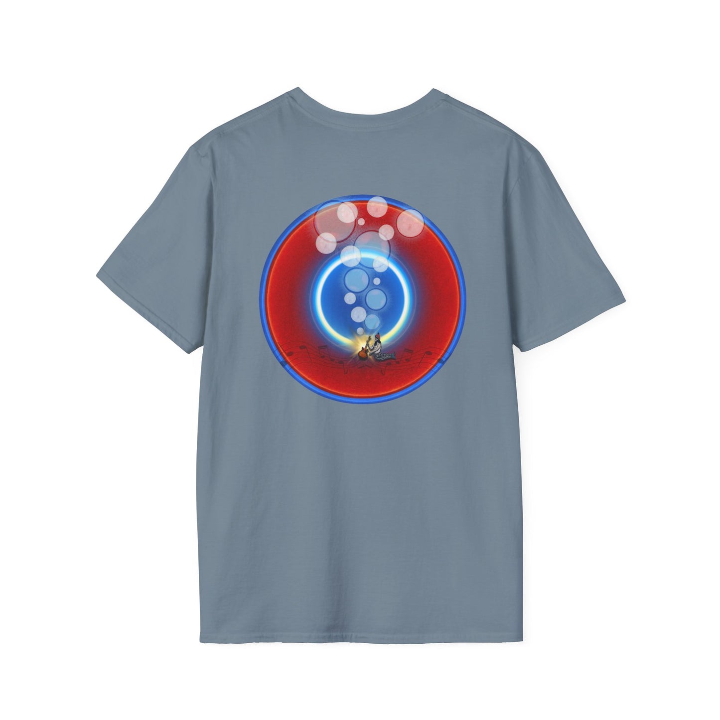 Classic Donut Tee - Unisex Soft-Style - "Bubbler's Donut Tee" - vivid red/blue donut