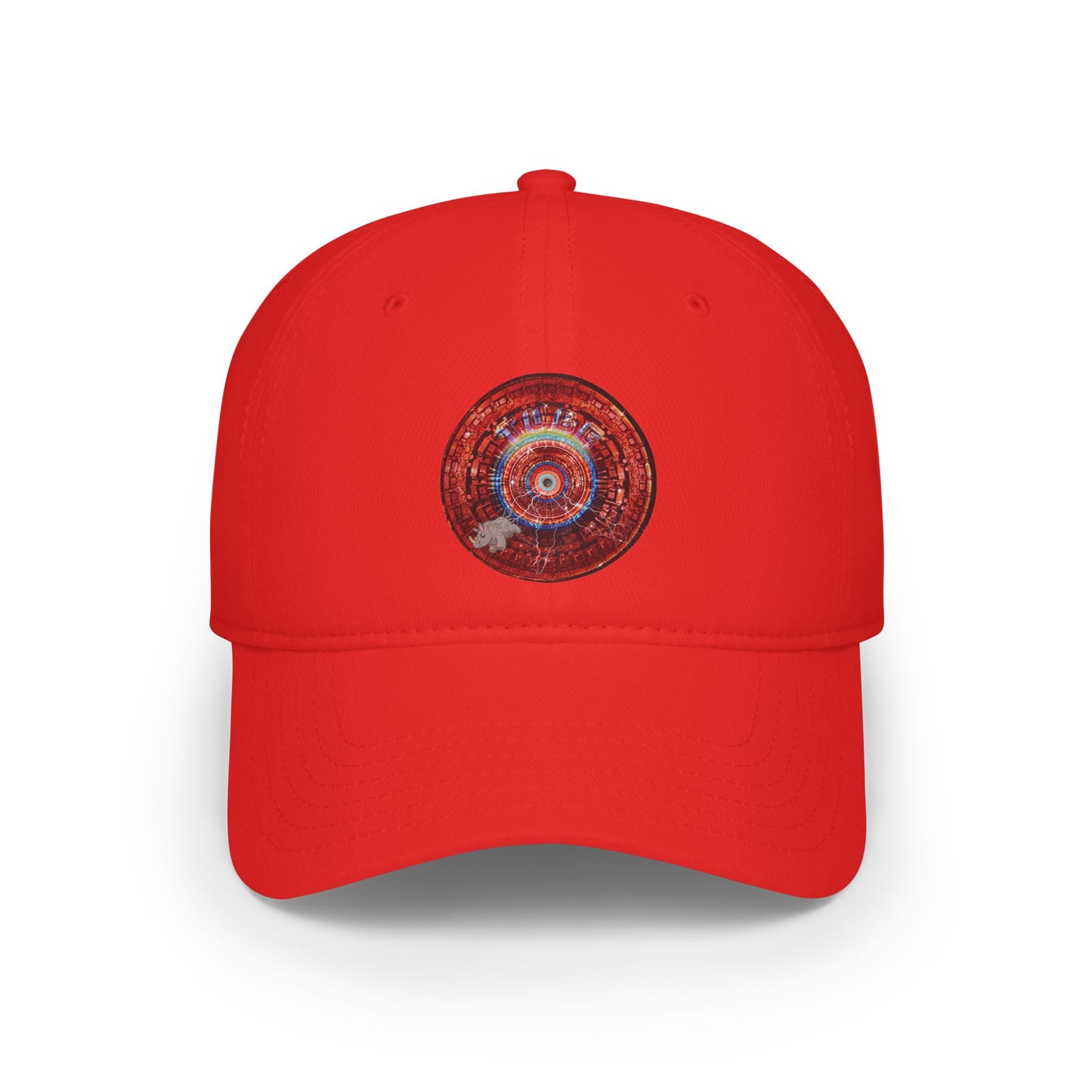 Lumpy Donut Baseball Cap - "Rhinos Do Run From Thunderous Donut Caps" - variant 2 - vivid red tube donut w/