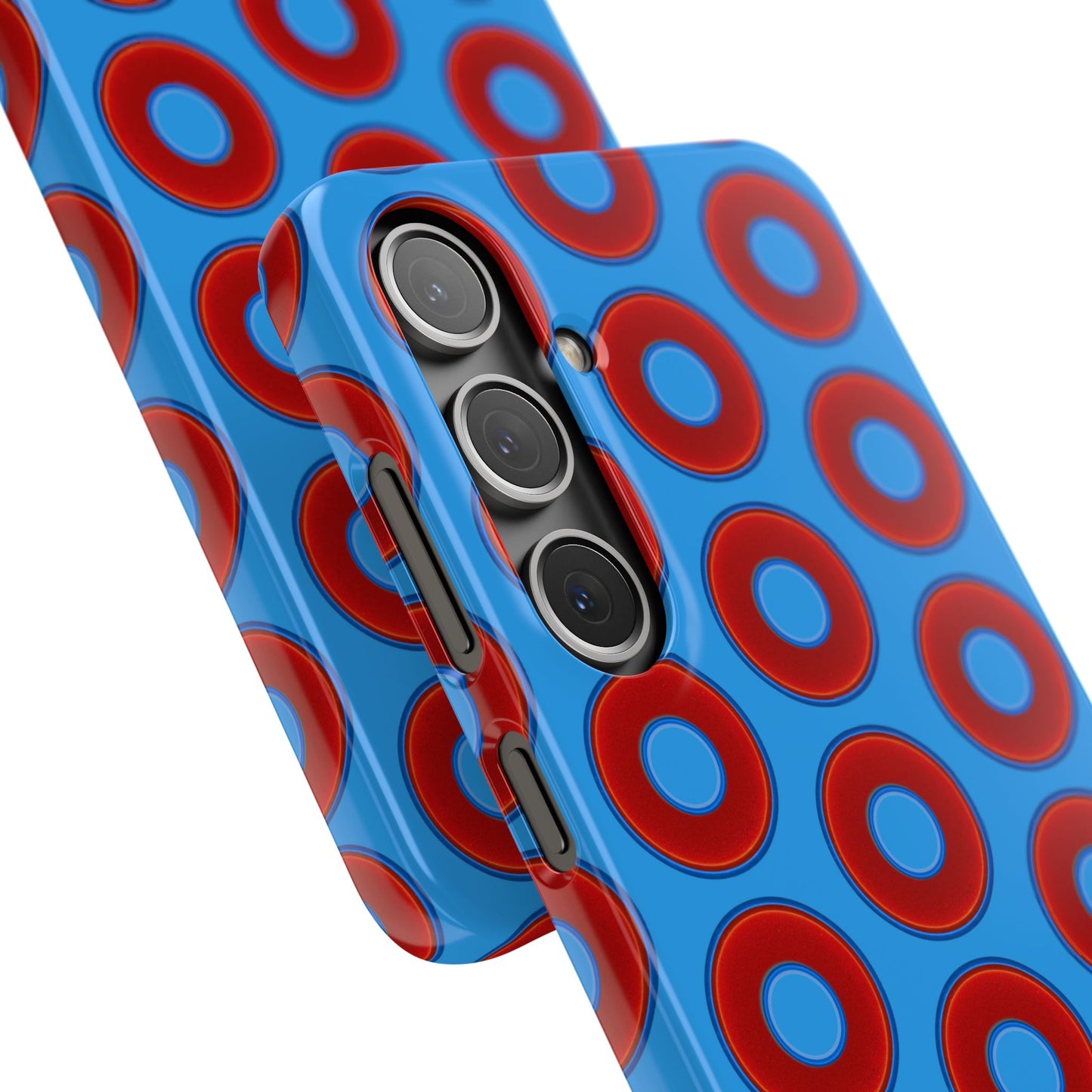 Lumpy Donut Snap Case - red vivid donut print w/sky royal blue background