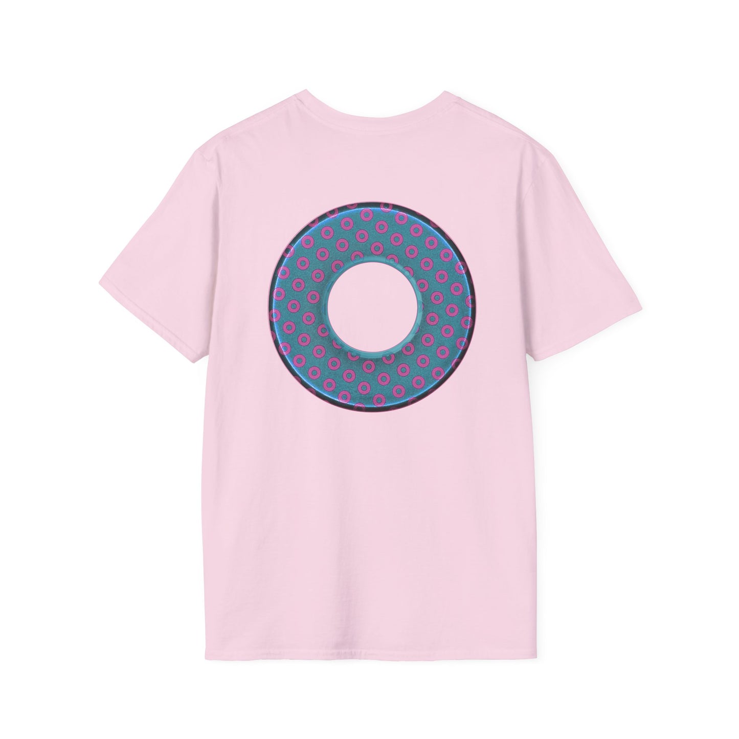 Plain Donuts/Unisex Soft-Style - "Plain Electric Paradoxical Donuts" - light blue/magenta donuts