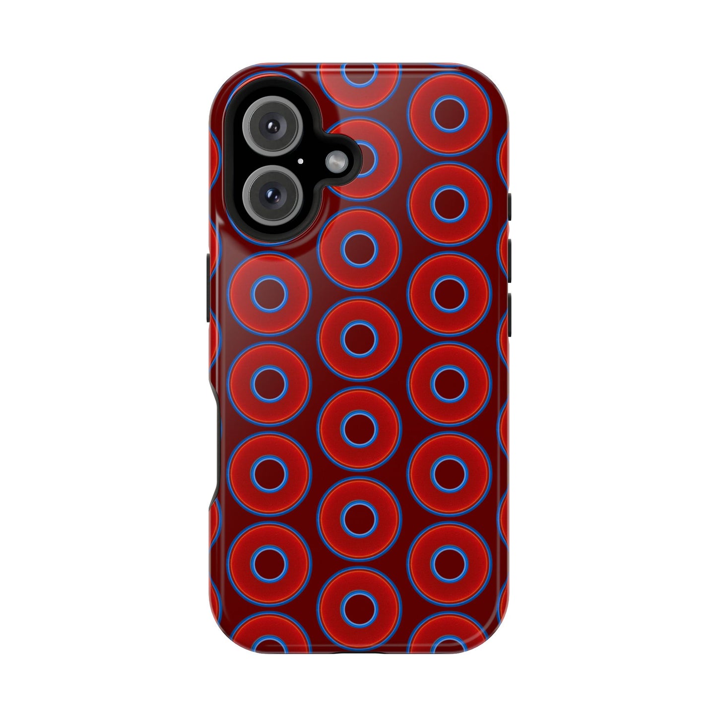 Magnetic Tough Donut Case - red vivid donut print w/dark red background