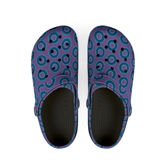 Spatchcocks - donut slip-on shoes - blue rustic donuts w/light purple background [unisex]