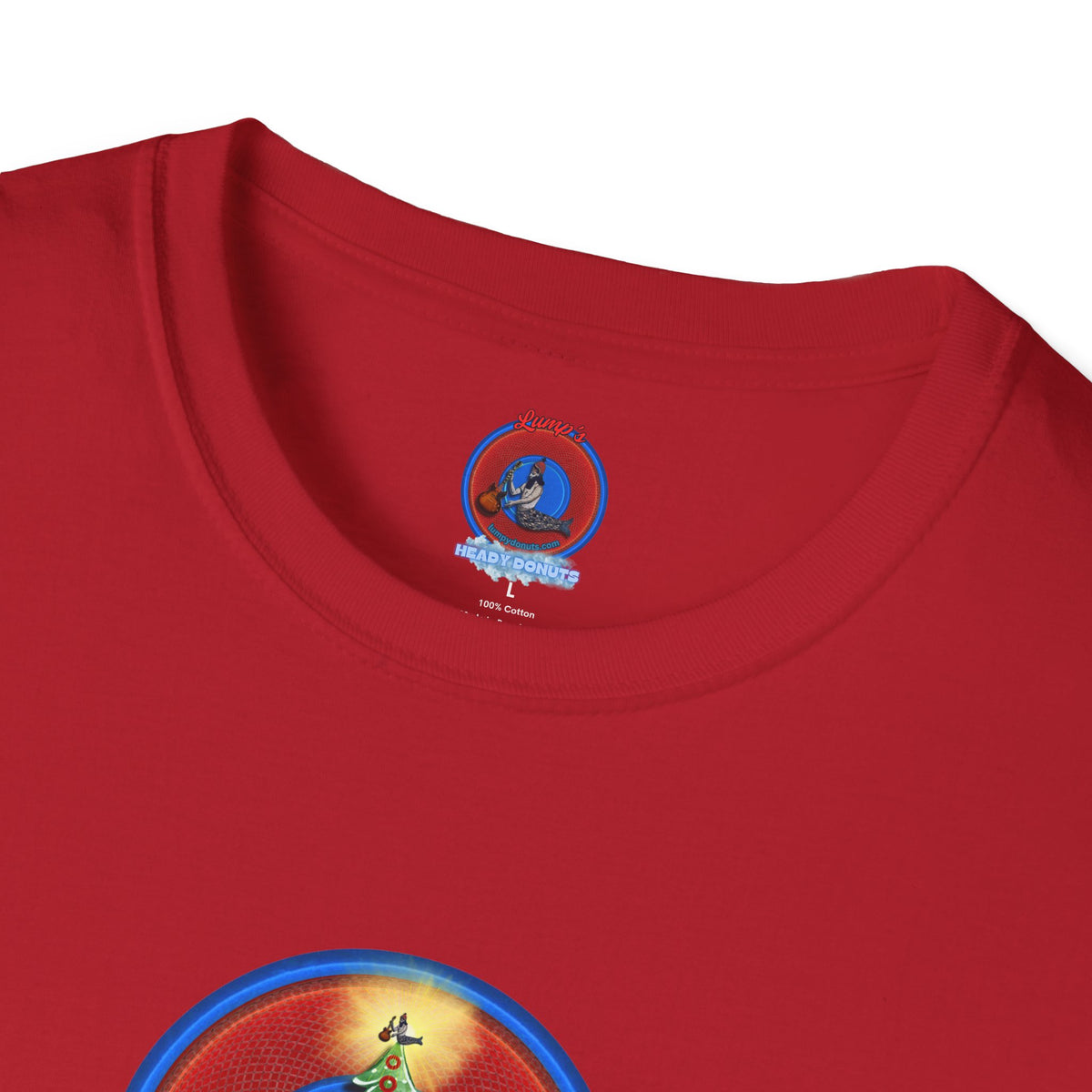 Classic Donut Tee - Unisex Soft-Style - "It's Always Phishmas in Philly" - rustic red/blue donut
