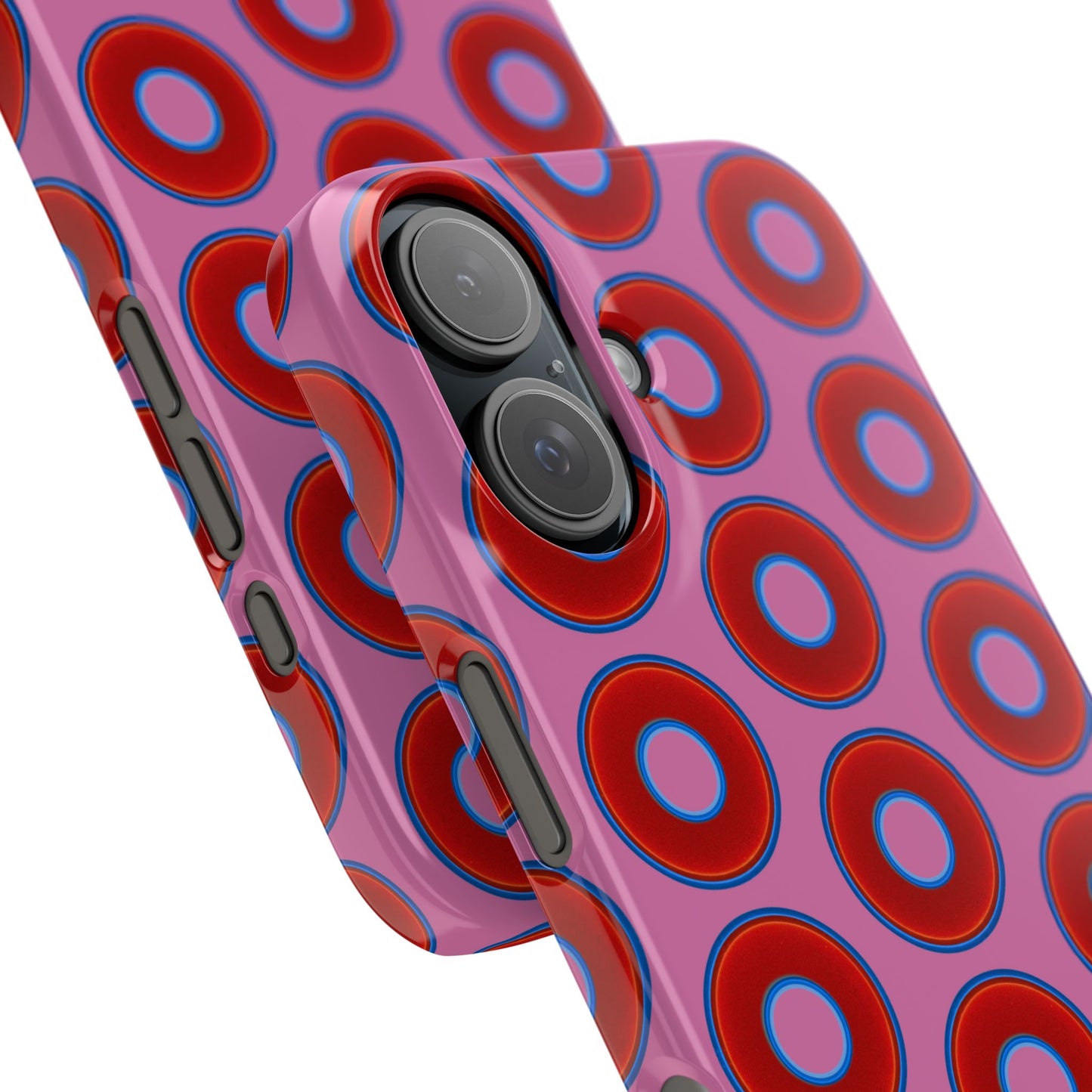 Lumpy Donut Snap Case - red vivid donut print w/light pink background