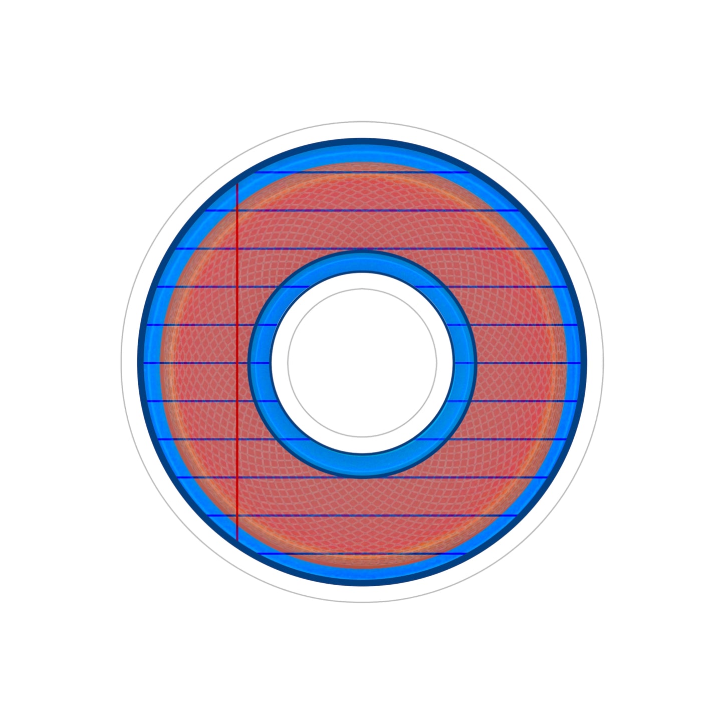 Donut Bumper/Outdoor Sticker - "That's 1 Tasty Donut" - series 1.0 - variant 3 - red donut w/hole - [Die-Cut] 6"x 6"