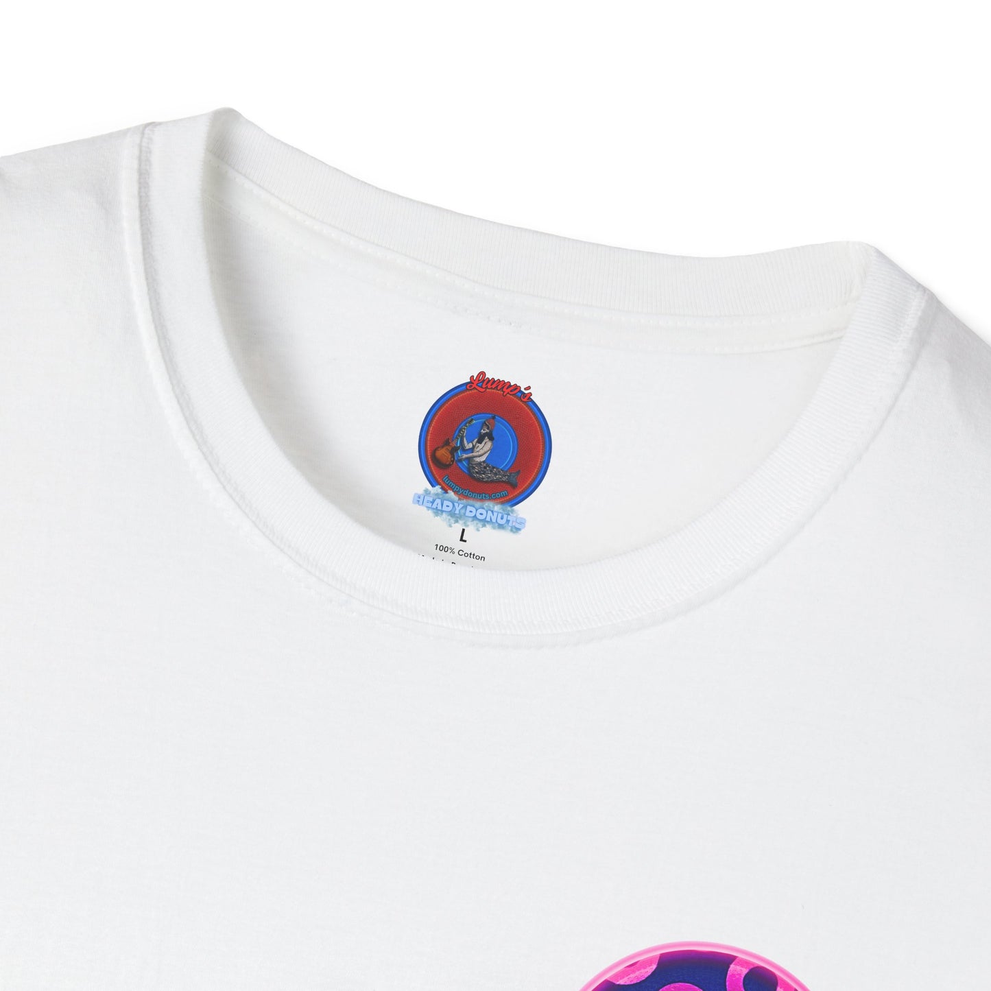 Classic Donut Tee - Unisex Soft-Style - "Wooked Cream - YEMSG Donut " -blue/pink rustic paradox donut - variant 5