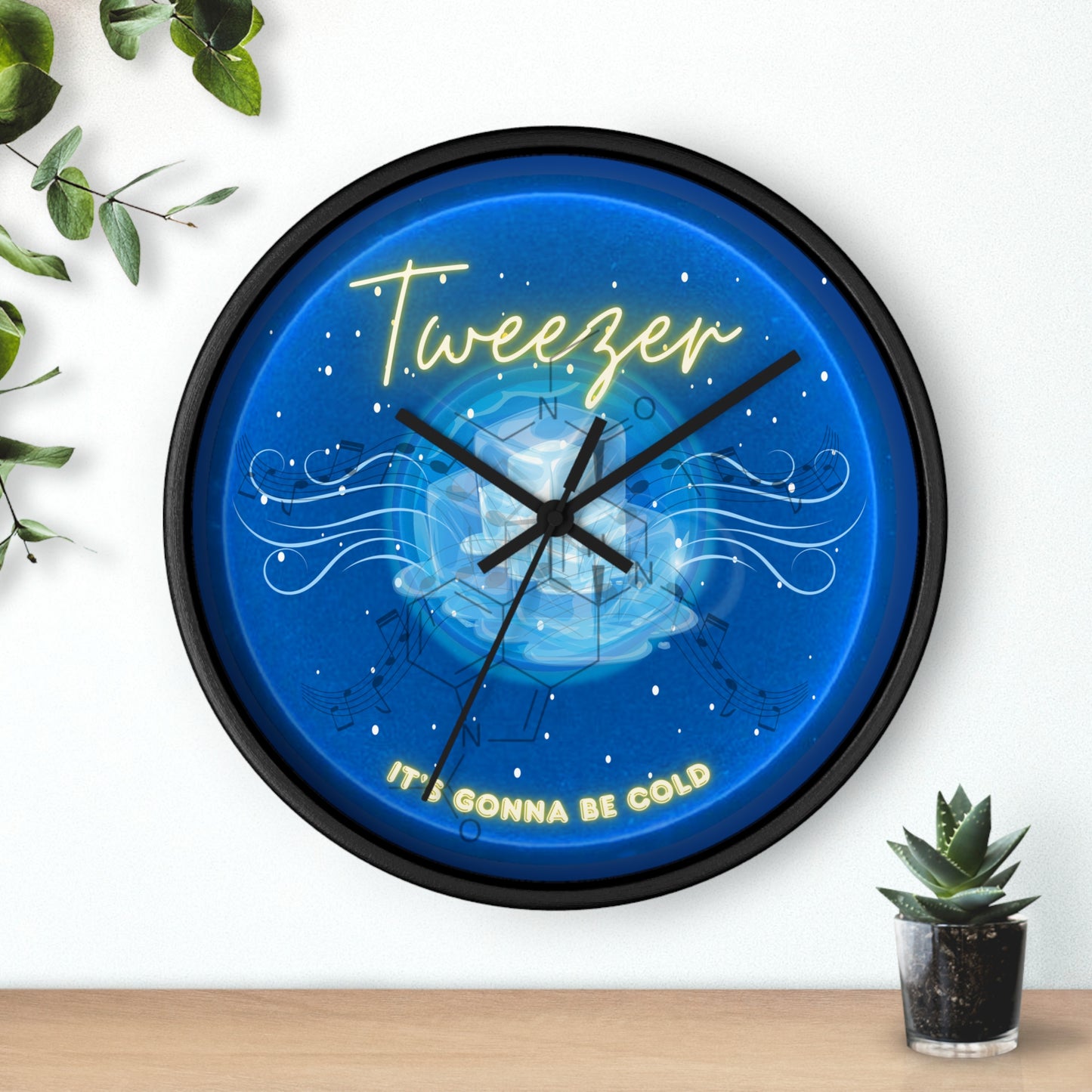 Lumpy Wall Clock - "The Donut Clock Reprised" - vivid blue donut w/dark blue background