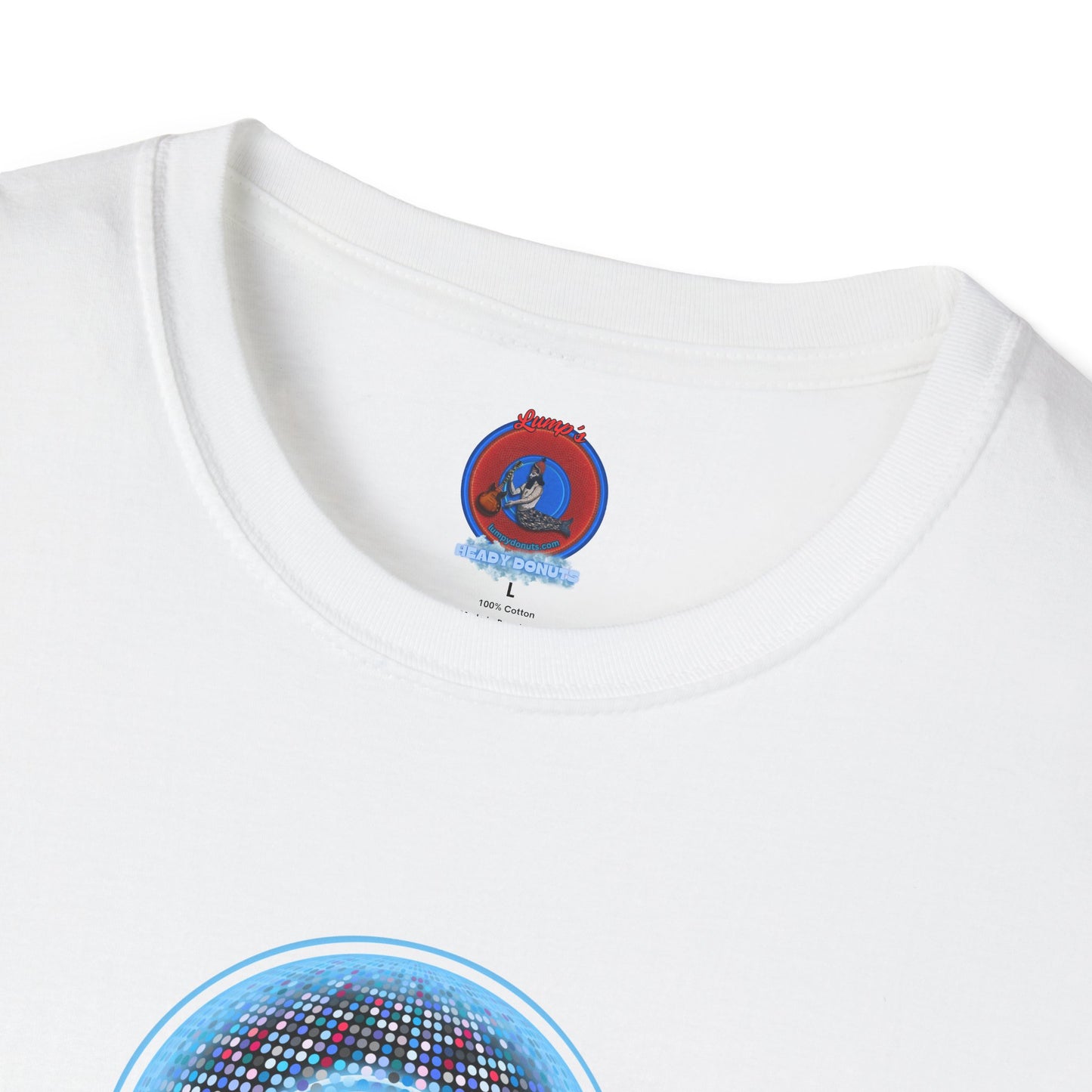 Classic Donut Tee - Unisex Soft-Style - "Microdot Donut" - light blue pixilated donut