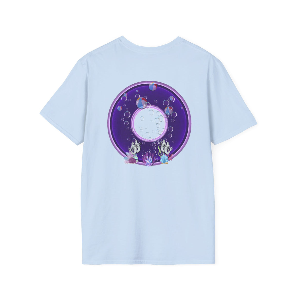 Classic Donut Tee - Unisex Soft-Style - "Sure That Sirens Made This Donut For Me" - vivid dark purple/light purple donut